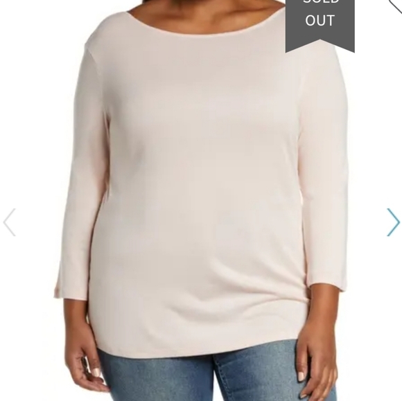 NEW Caslon Pink Boatneck Cotton Blend T-shirt 1X - Picture 2 of 9